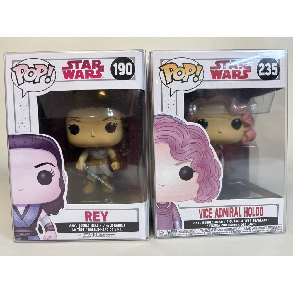 Star Wars Funko Pop Lot Rey 190 Vice Admiral Holdo 235 The Last Jedi Figures
